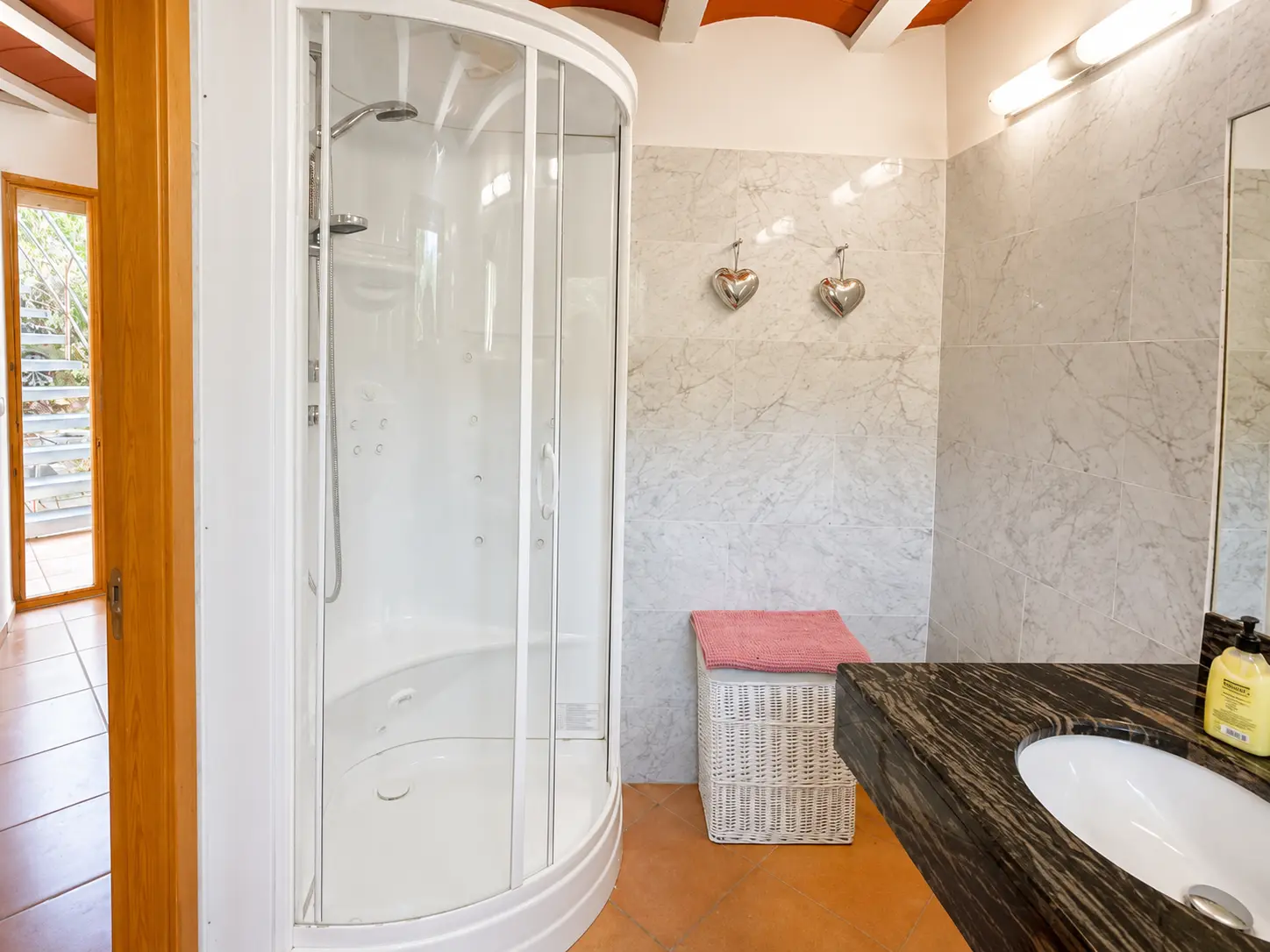Bathroom with marble tiling