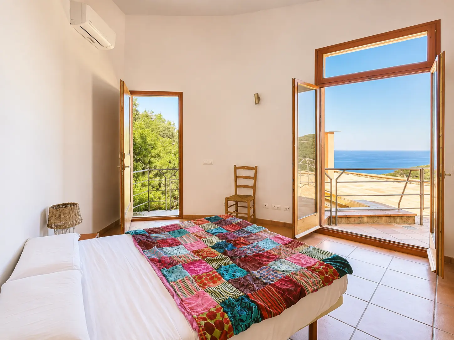 Bedroom with sea view balcony