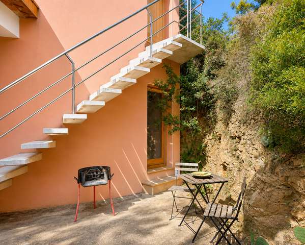 Exterior staircase and patio