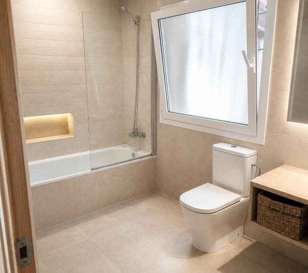 Bathroom with bathtub and natural light